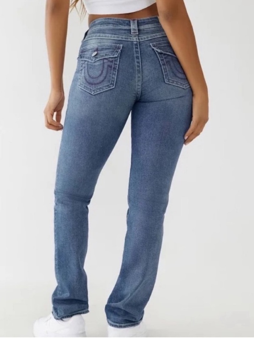True Religion 26 Jeans Billie Mid-Rise Straight Flap Medium Dasher Nwt